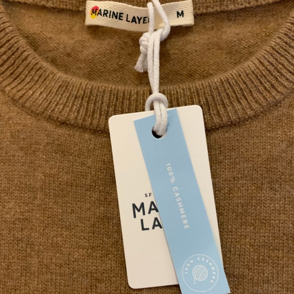 Marine Layer NEW NWT Women’s M Harper Camel / Pink Striped Cashmere Sweater - Picture 12 of 12